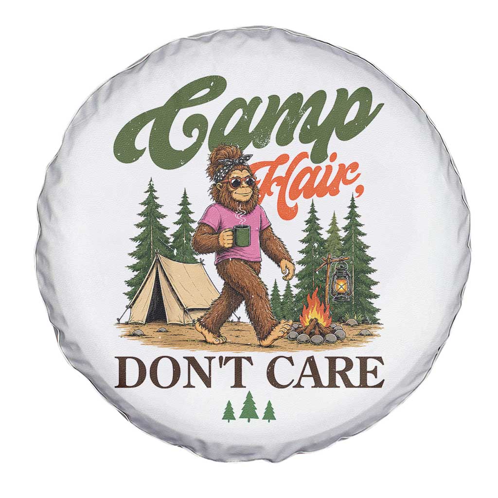 Vintage Funny Girly Bigfoot Camper Spare Tire Cover Camp Hair Don't Care Sasquatch Camping Outdoor Adventure