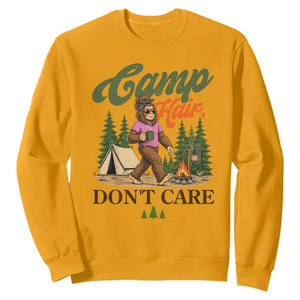 Vintage Funny Girly Bigfoot Camper Sweatshirt Camp Hair Don't Care Sasquatch Camping Outdoor Adventure