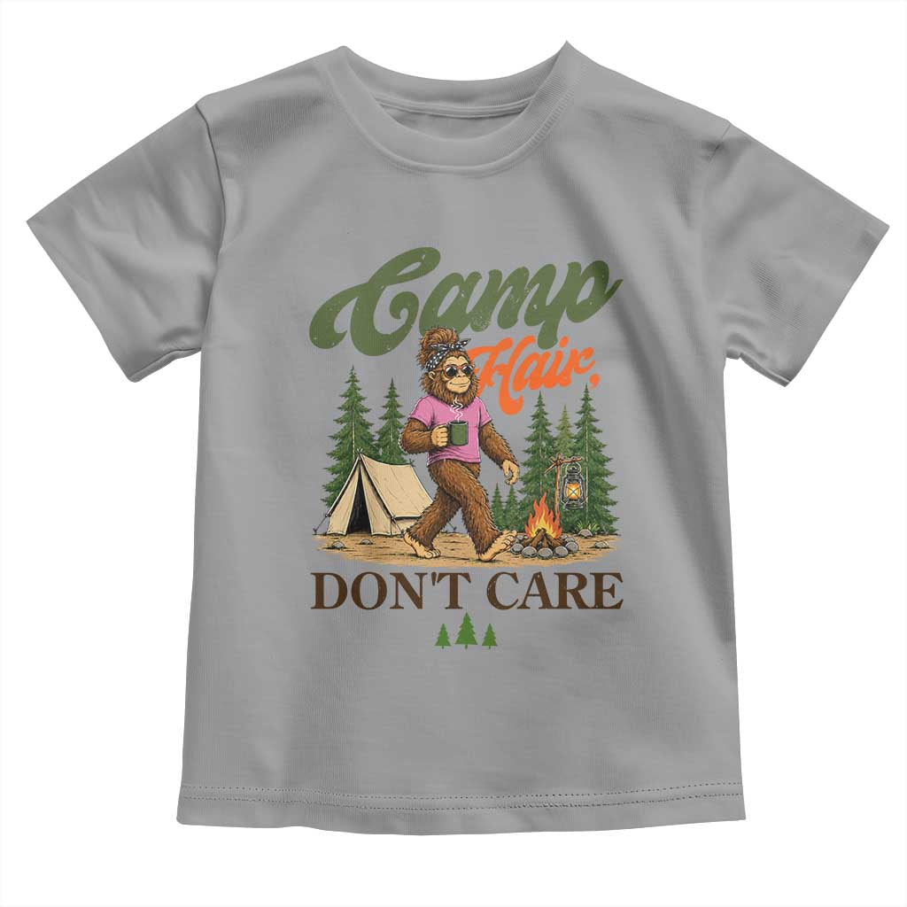 Vintage Funny Girly Bigfoot Camper Toddler T Shirt Camp Hair Don't Care Sasquatch Camping Outdoor Adventure