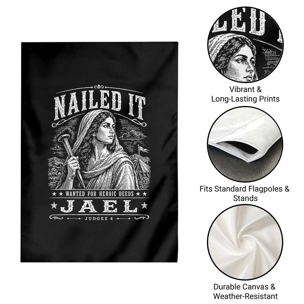 Nailed It Jael Judges 4 Old Testament Garden Flag Funny Biblical Woodcut Christian Faith