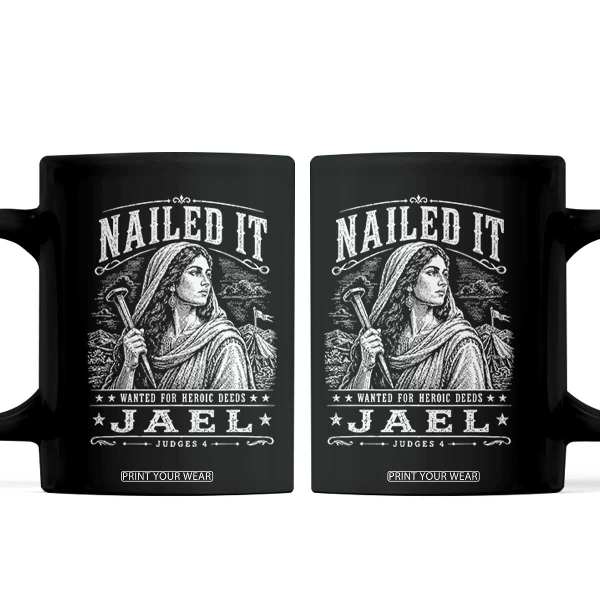 Nailed It Jael Judges 4 Old Testament Coffee Mug Funny Biblical Woodcut Christian Faith