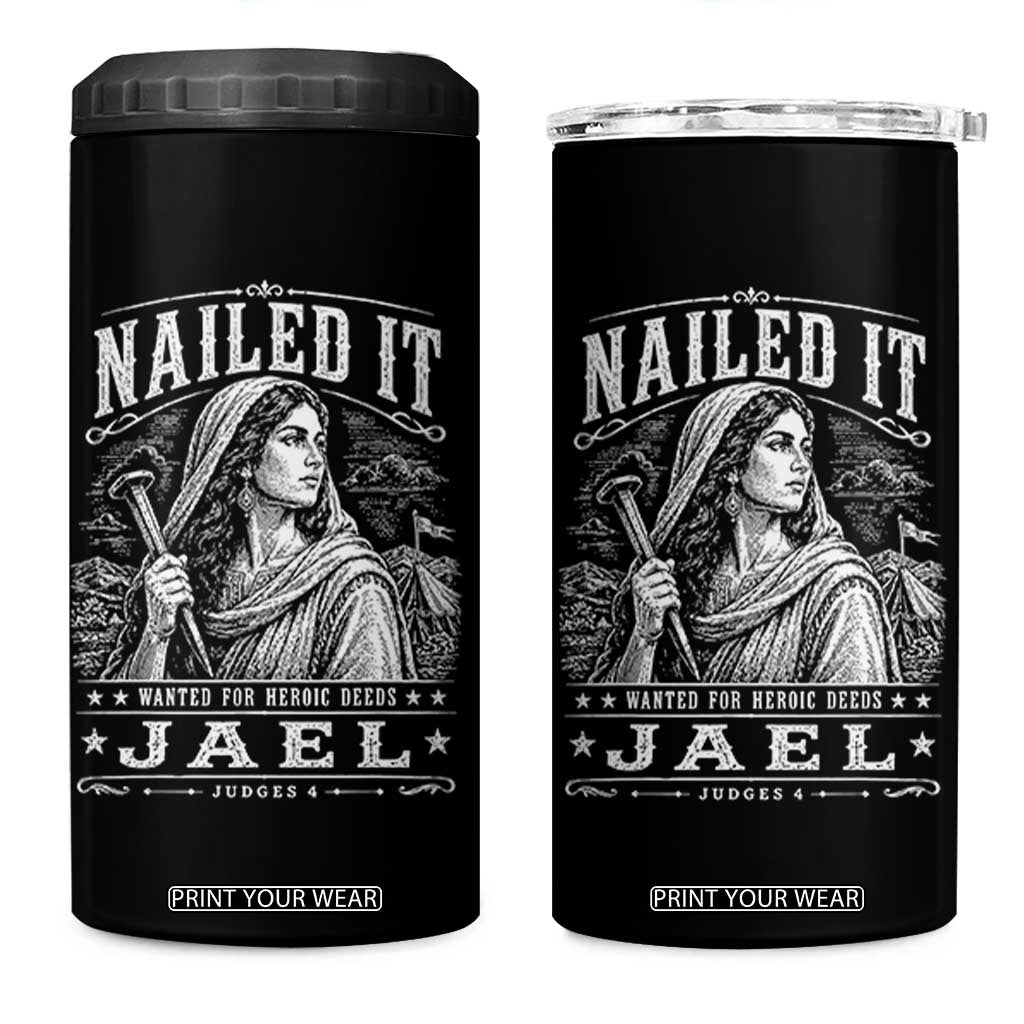 Nailed It Jael Judges 4 Old Testament 4 in 1 Can Cooler Tumbler Funny Biblical Woodcut Christian Faith