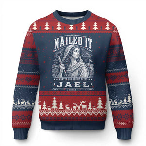 Nailed It Jael Judges 4 Old Testament Ugly Christmas Sweater Funny Biblical Woodcut Christian Faith