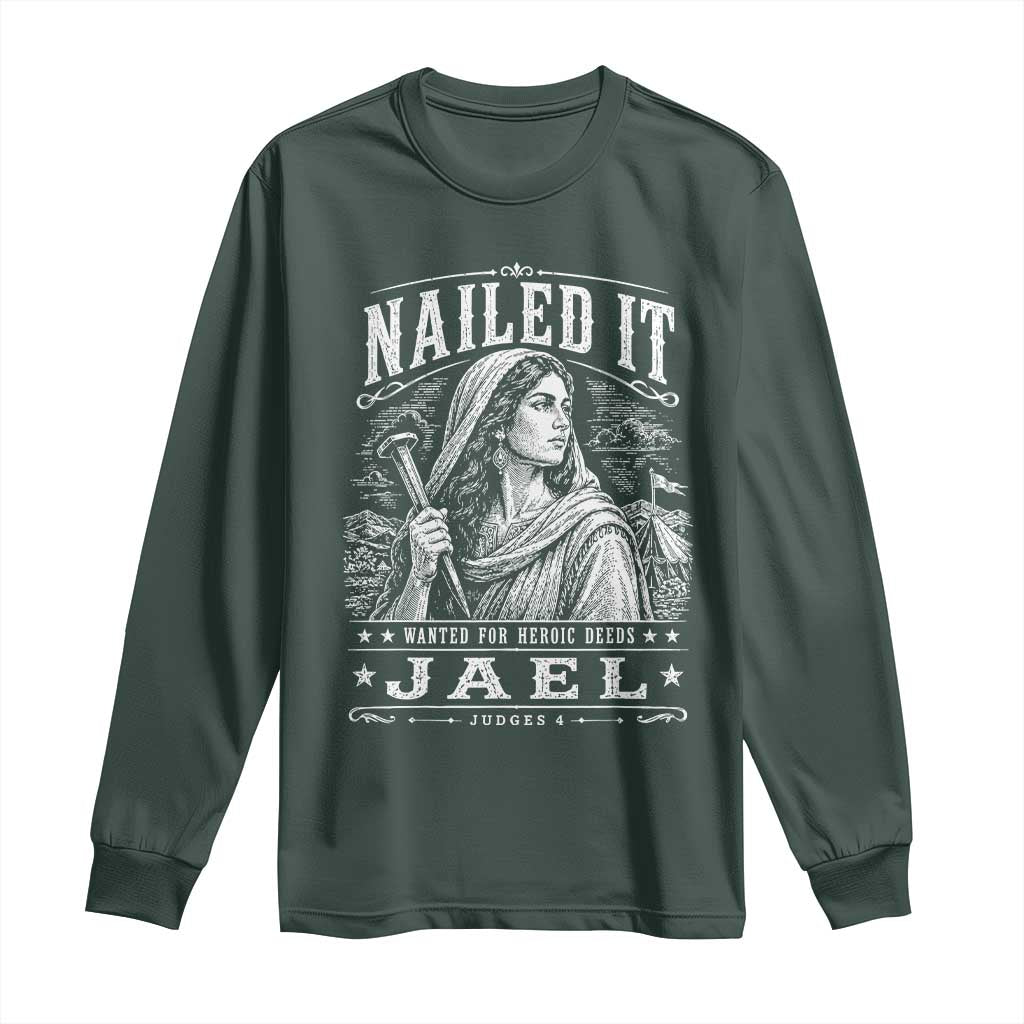 Nailed It Jael Judges 4 Old Testament Long Sleeve Shirt Funny Biblical Woodcut Christian Faith
