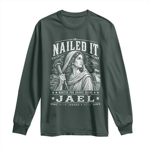 Nailed It Jael Judges 4 Old Testament Long Sleeve Shirt Funny Biblical Woodcut Christian Faith