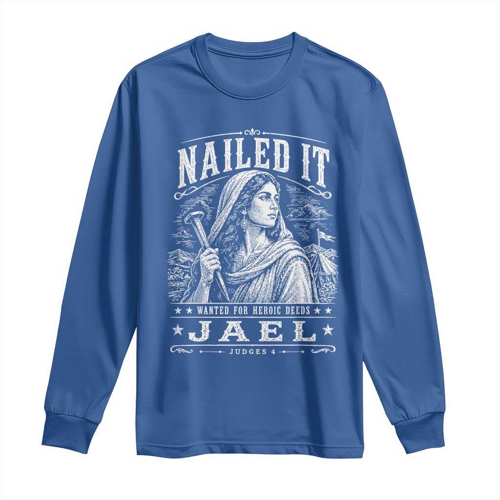 Nailed It Jael Judges 4 Old Testament Long Sleeve Shirt Funny Biblical Woodcut Christian Faith