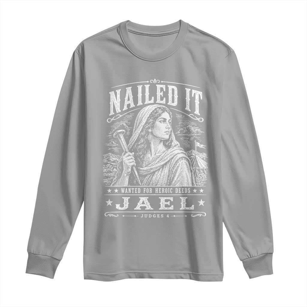 Nailed It Jael Judges 4 Old Testament Long Sleeve Shirt Funny Biblical Woodcut Christian Faith