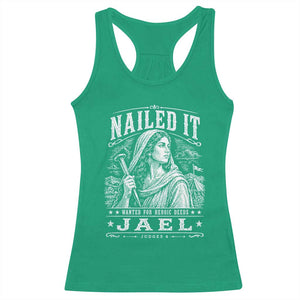 Nailed It Jael Judges 4 Old Testament Racerback Tank Top Funny Biblical Woodcut Christian Faith