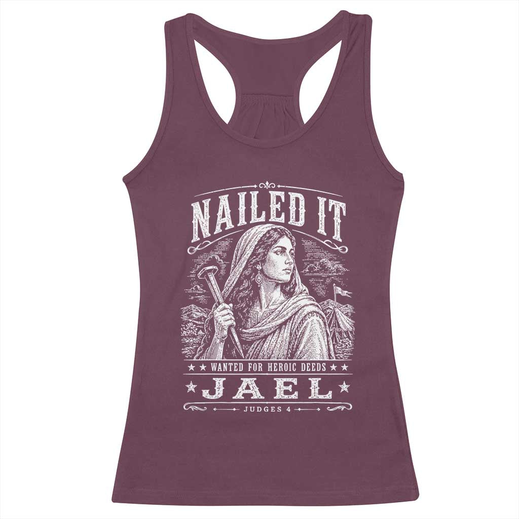 Nailed It Jael Judges 4 Old Testament Racerback Tank Top Funny Biblical Woodcut Christian Faith