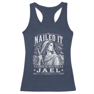 Nailed It Jael Judges 4 Old Testament Racerback Tank Top Funny Biblical Woodcut Christian Faith