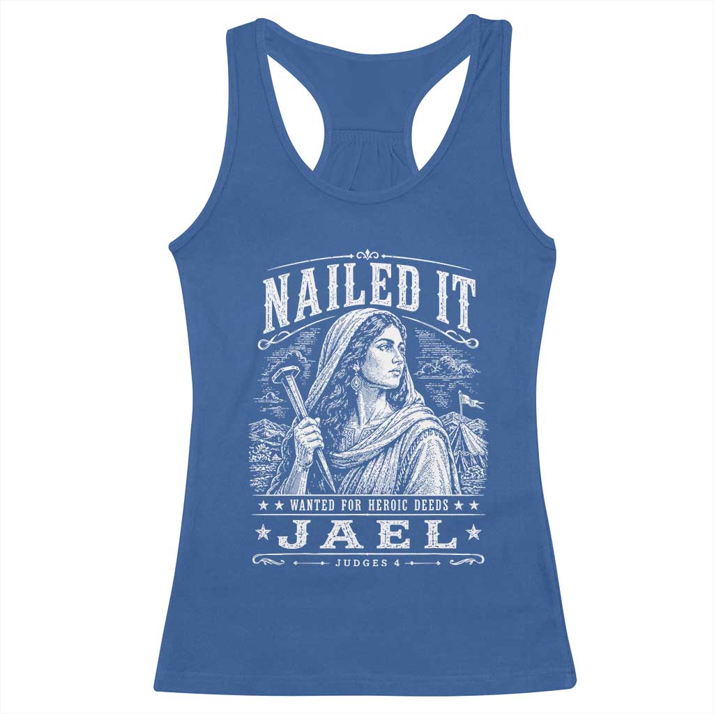 Nailed It Jael Judges 4 Old Testament Racerback Tank Top Funny Biblical Woodcut Christian Faith