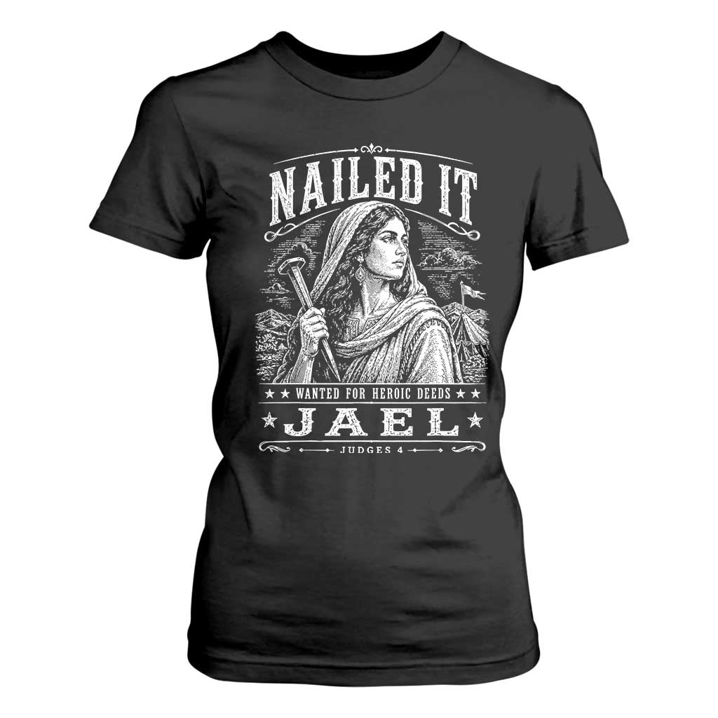 Nailed It Jael Judges 4 Old Testament T Shirt For Women Funny Biblical Woodcut Christian Faith
