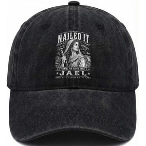 Nailed It Jael Judges 4 Old Testament Washed Cotton Baseball Cap Funny Biblical Woodcut Christian Faith