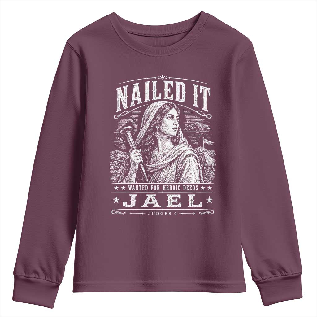Nailed It Jael Judges 4 Old Testament Youth Sweatshirt Funny Biblical Woodcut Christian Faith