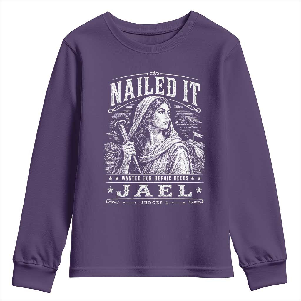 Nailed It Jael Judges 4 Old Testament Youth Sweatshirt Funny Biblical Woodcut Christian Faith