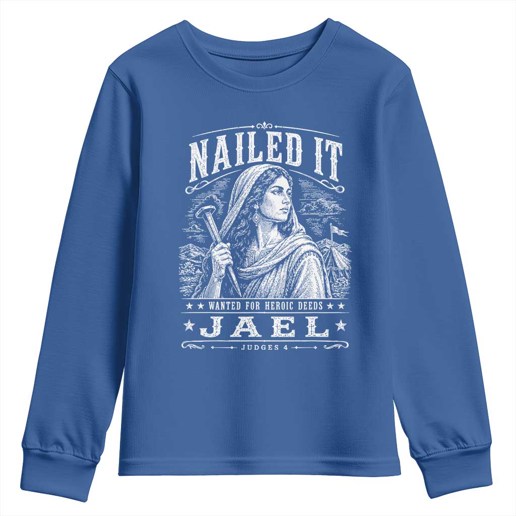 Nailed It Jael Judges 4 Old Testament Youth Sweatshirt Funny Biblical Woodcut Christian Faith