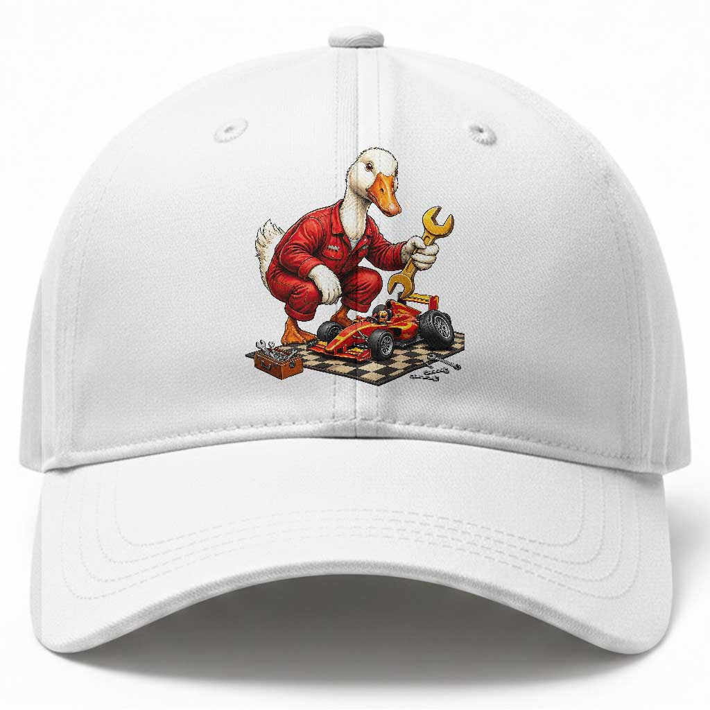 Funny Duck Mechanic Race Car Pit Crew Baseball Cap Motorsports Enthusiast Auto Repair TS02 Print Your Wear