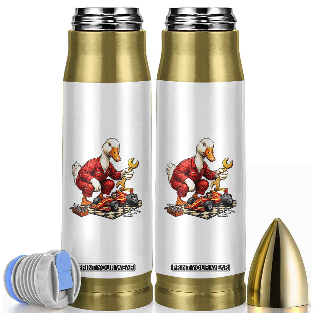 Funny Duck Mechanic Race Car Pit Crew Bullet Tumbler Motorsports Enthusiast Auto Repair TS02 White Print Your Wear