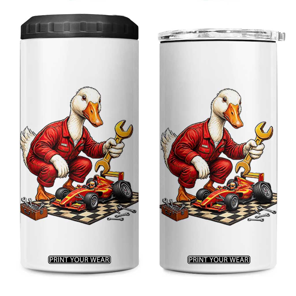 Funny Duck Mechanic Race Car Pit Crew 4 in 1 Can Cooler Tumbler Motorsports Enthusiast Auto Repair TS02 One Size: 16 oz White Print Your Wear