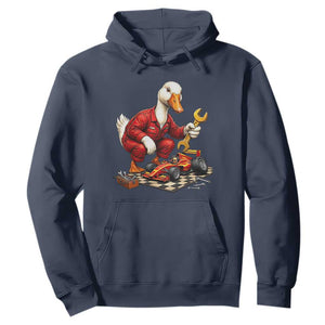 Funny Duck Mechanic Race Car Pit Crew Hoodie Motorsports Enthusiast Auto Repair
