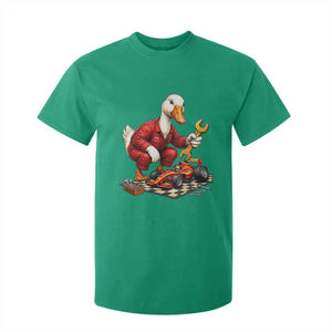 Funny Duck Mechanic Race Car Pit Crew T Shirt For Kid Motorsports Enthusiast Auto Repair