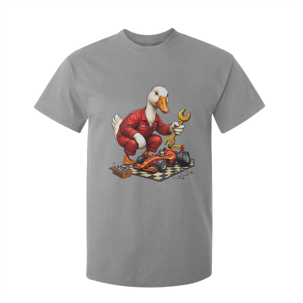 Funny Duck Mechanic Race Car Pit Crew T Shirt For Kid Motorsports Enthusiast Auto Repair
