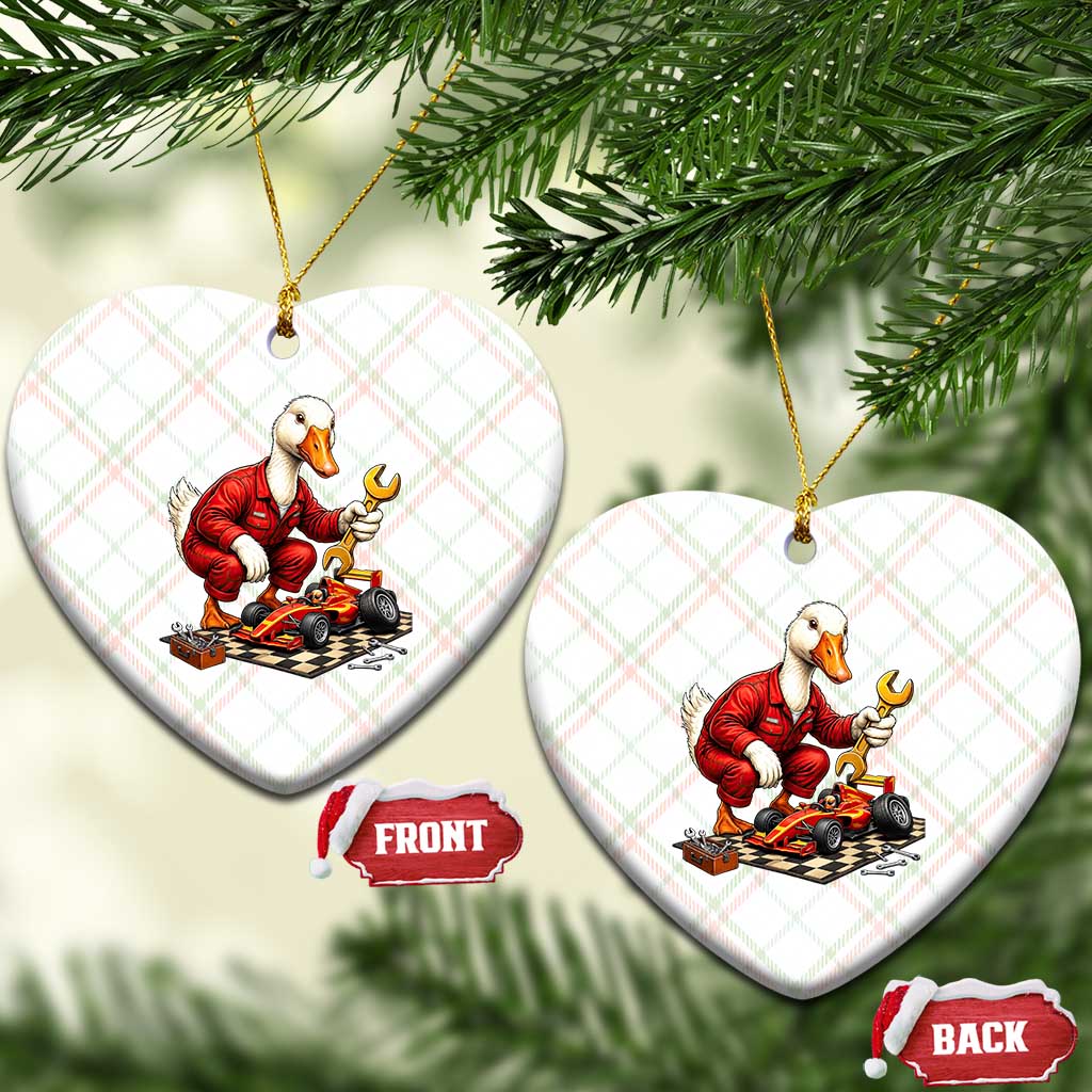 Funny Duck Mechanic Race Car Pit Crew Ceramic Ornament Motorsports Enthusiast Auto Repair