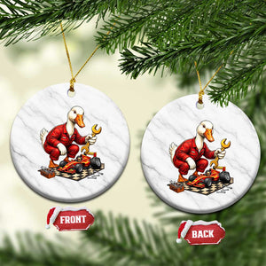 Funny Duck Mechanic Race Car Pit Crew Ceramic Ornament Motorsports Enthusiast Auto Repair