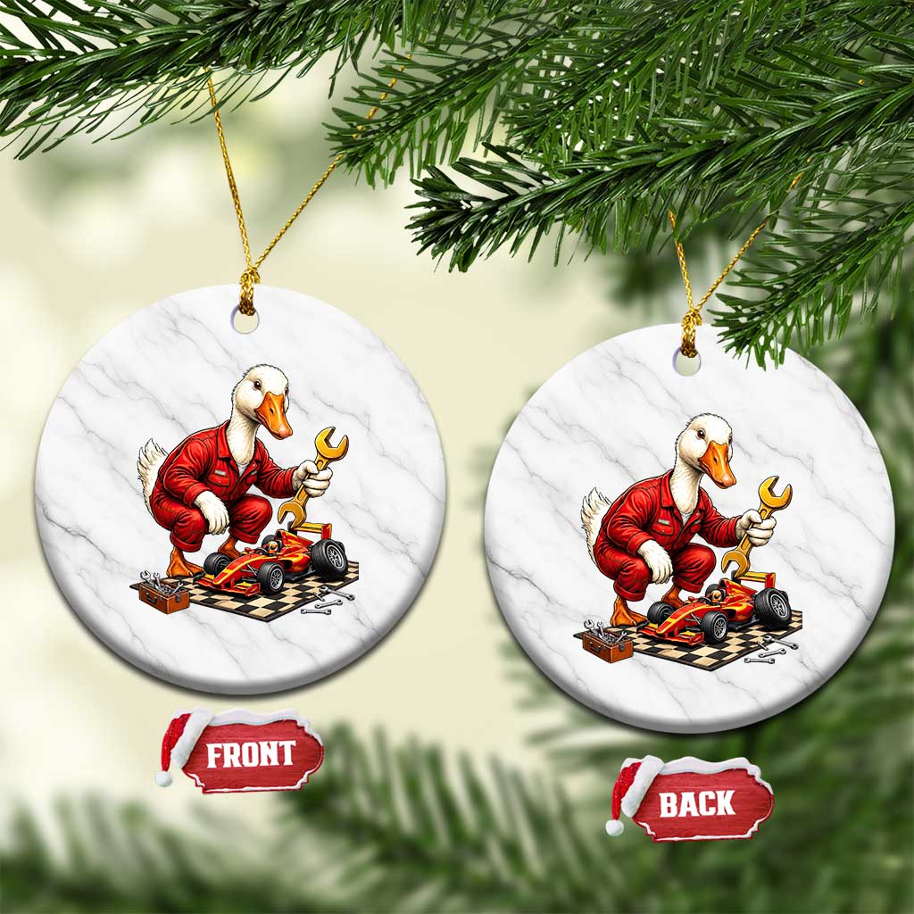 Funny Duck Mechanic Race Car Pit Crew Ceramic Ornament Motorsports Enthusiast Auto Repair TS02 1pc White Marble Print Your Wear