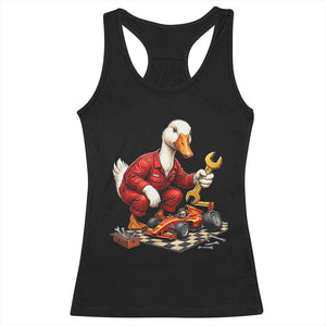 Funny Duck Mechanic Race Car Pit Crew Racerback Tank Top Motorsports Enthusiast Auto Repair
