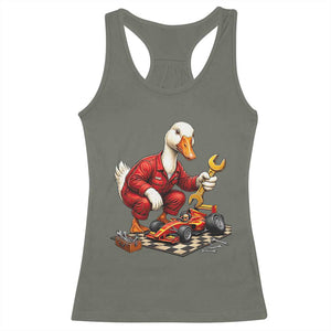 Funny Duck Mechanic Race Car Pit Crew Racerback Tank Top Motorsports Enthusiast Auto Repair