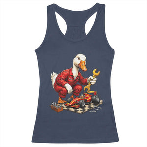 Funny Duck Mechanic Race Car Pit Crew Racerback Tank Top Motorsports Enthusiast Auto Repair