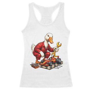 Funny Duck Mechanic Race Car Pit Crew Racerback Tank Top Motorsports Enthusiast Auto Repair