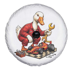 Funny Duck Mechanic Race Car Pit Crew Spare Tire Cover Motorsports Enthusiast Auto Repair