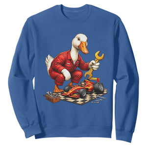 Funny Duck Mechanic Race Car Pit Crew Sweatshirt Motorsports Enthusiast Auto Repair
