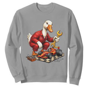 Funny Duck Mechanic Race Car Pit Crew Sweatshirt Motorsports Enthusiast Auto Repair