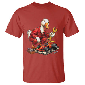 Funny Duck Mechanic Race Car Pit Crew T Shirt Motorsports Enthusiast Auto Repair