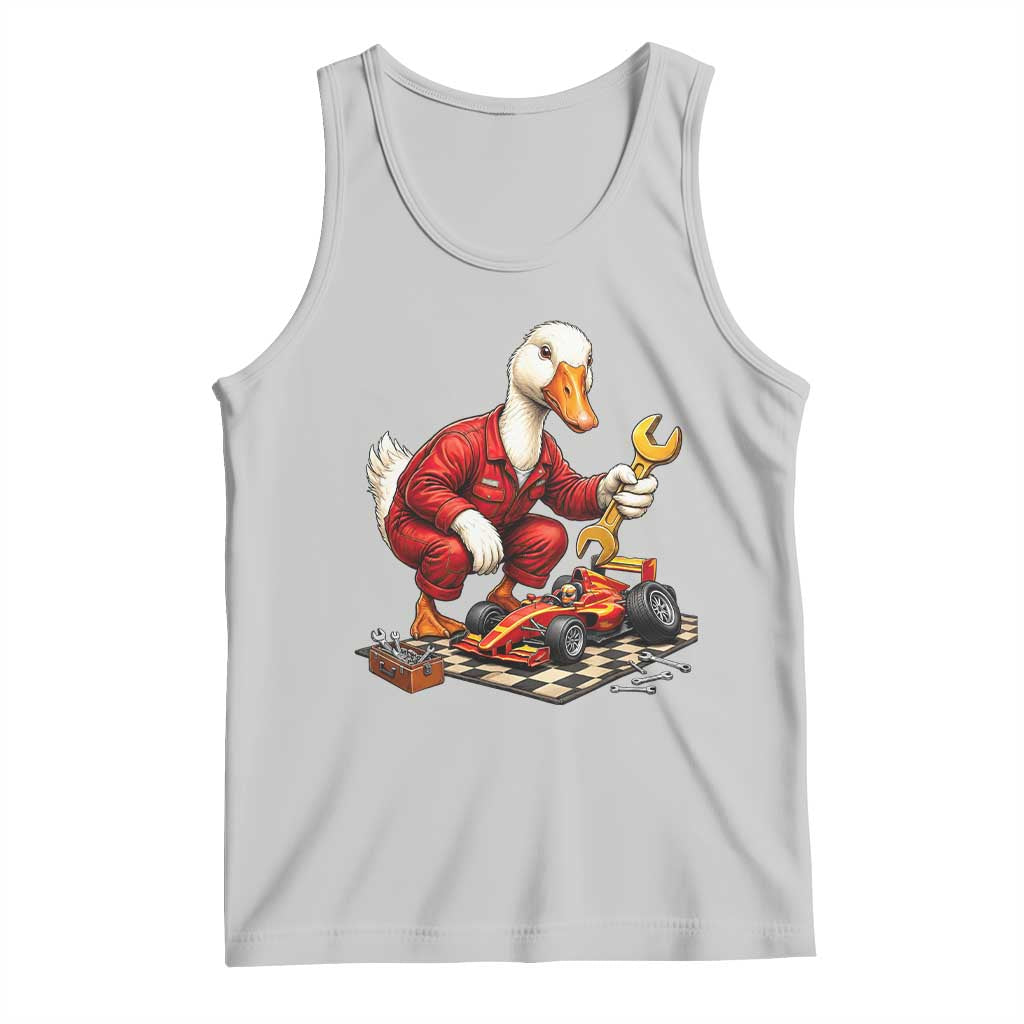 Funny Duck Mechanic Race Car Pit Crew Tank Top Motorsports Enthusiast Auto Repair