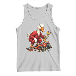 Funny Duck Mechanic Race Car Pit Crew Tank Top Motorsports Enthusiast Auto Repair