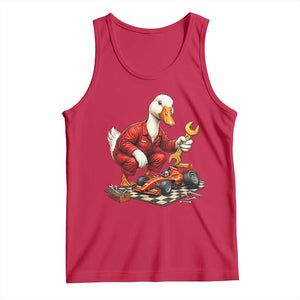 Funny Duck Mechanic Race Car Pit Crew Tank Top Motorsports Enthusiast Auto Repair