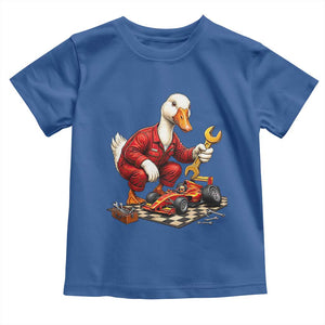 Funny Duck Mechanic Race Car Pit Crew Toddler T Shirt Motorsports Enthusiast Auto Repair