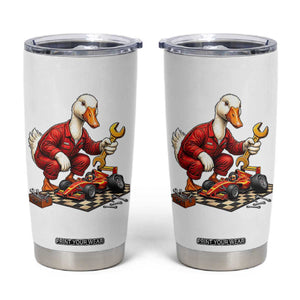Funny Duck Mechanic Race Car Pit Crew Tumbler Cup Motorsports Enthusiast Auto Repair