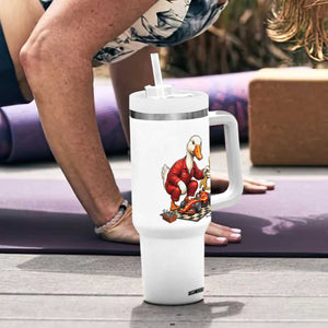 Funny Duck Mechanic Race Car Pit Crew Tumbler With Handle Motorsports Enthusiast Auto Repair