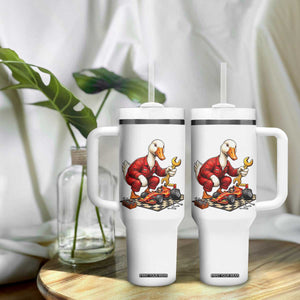 Funny Duck Mechanic Race Car Pit Crew Tumbler With Handle Motorsports Enthusiast Auto Repair