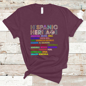Hispanic Countries Proud To Be Hispanic Heritage Month T Shirt TS02 Maroon Printyourwear