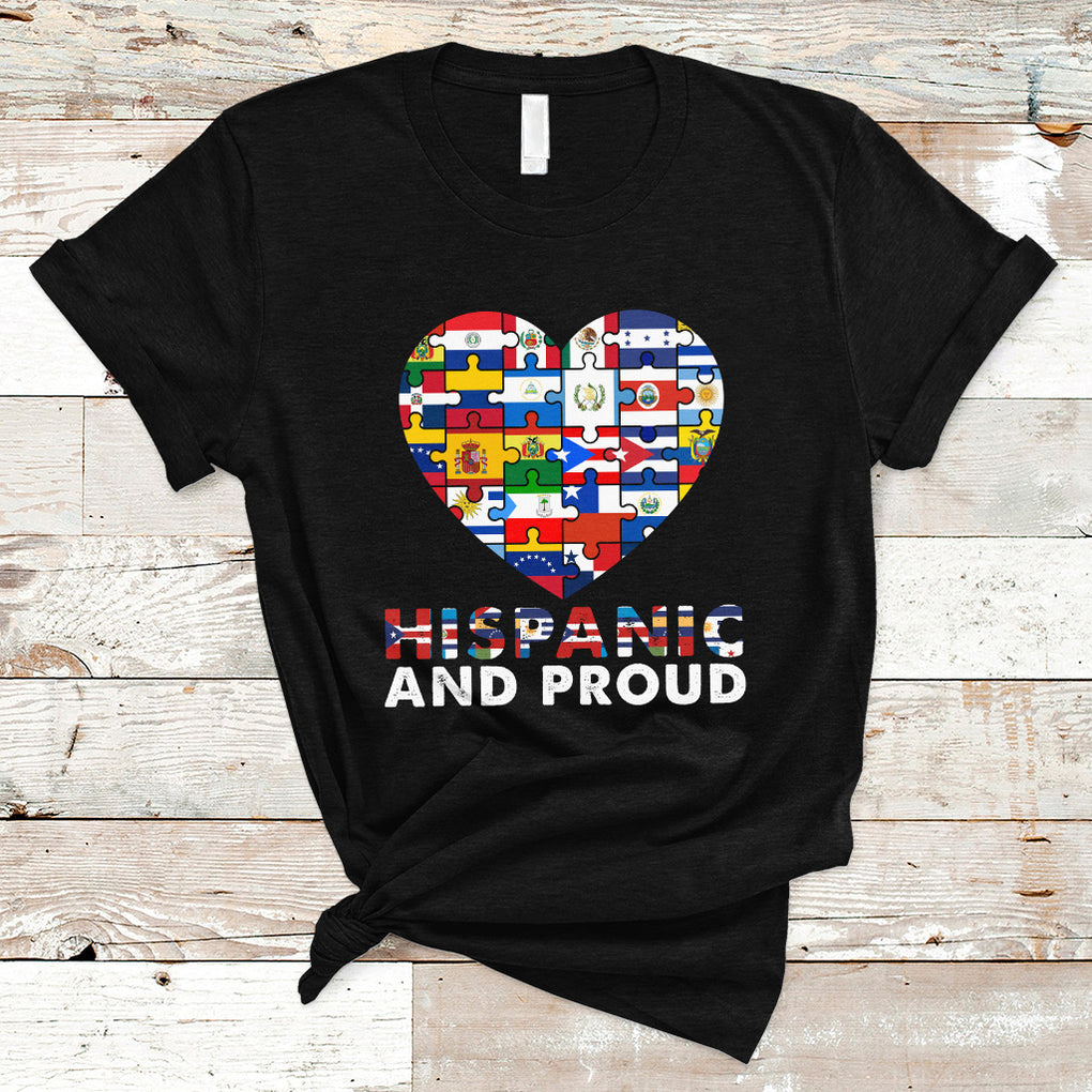 Hispanic And Proud Heart Pride Hispanic Heritage Month T Shirt TS02 Black Printyourwear