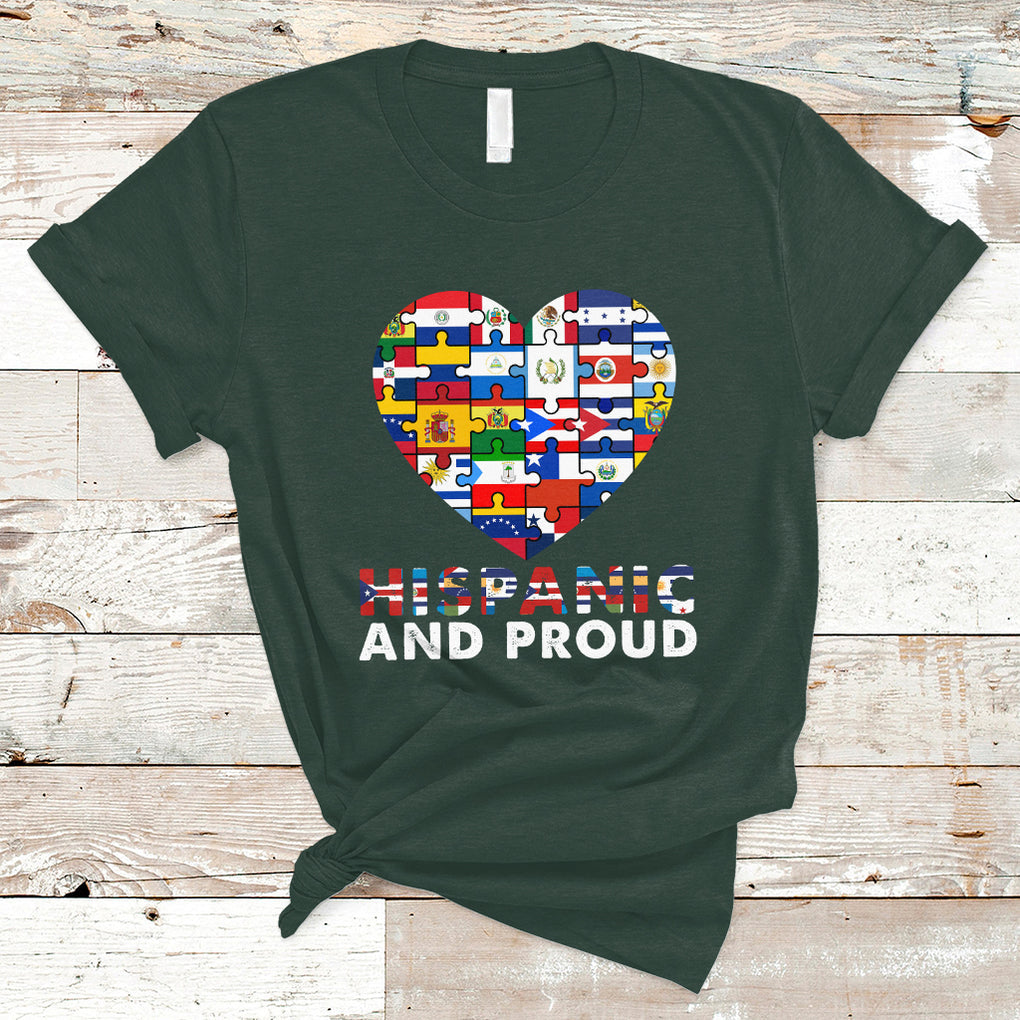 Hispanic And Proud Heart Pride Hispanic Heritage Month T Shirt TS02 Dark Forest Green Printyourwear