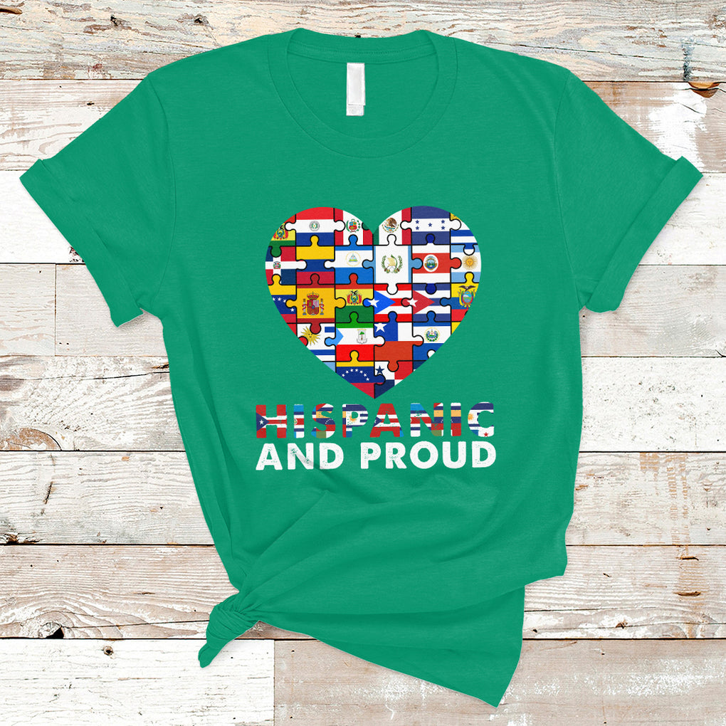 Hispanic And Proud Heart Pride Hispanic Heritage Month T Shirt TS02 Irish Green Printyourwear