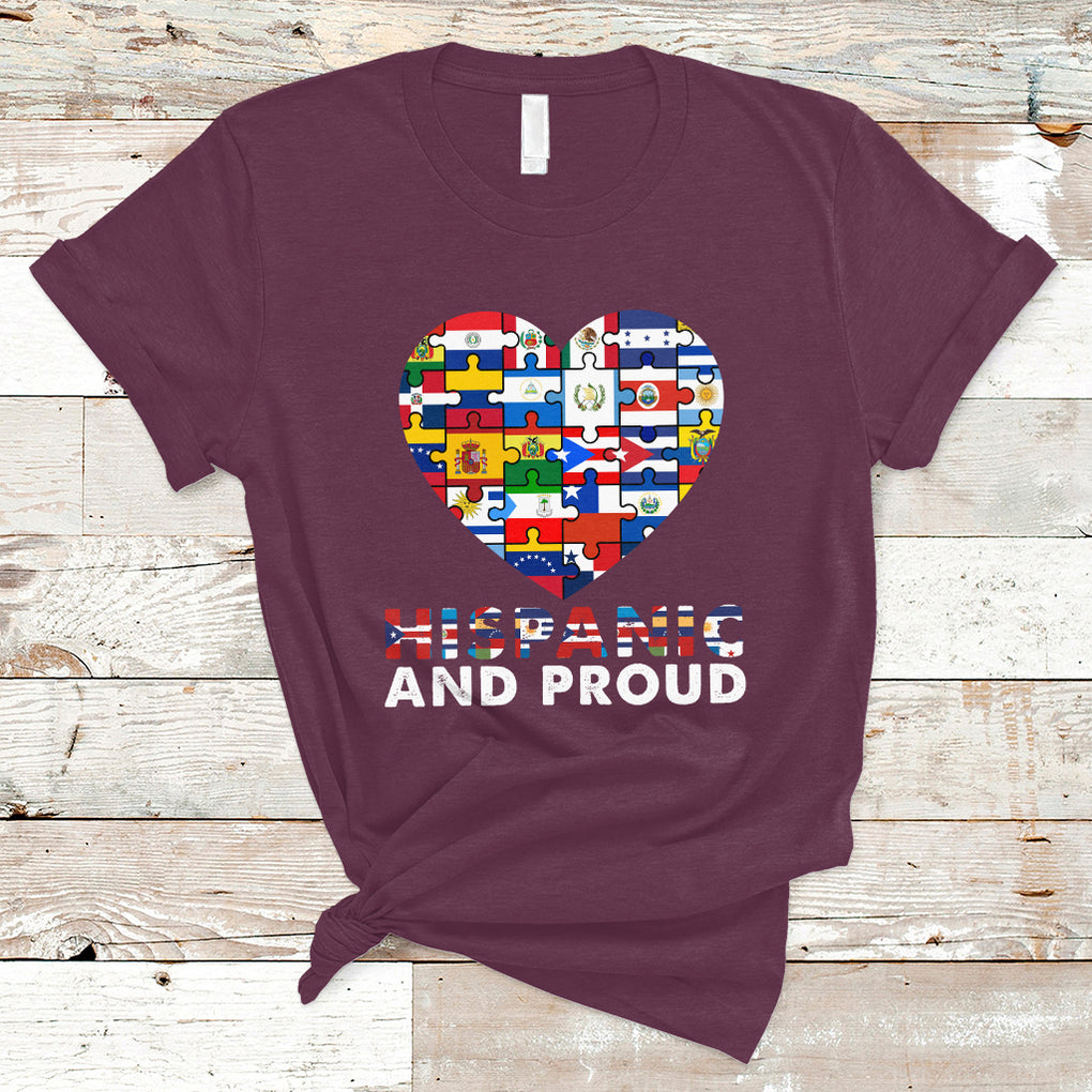 Hispanic And Proud Heart Pride Hispanic Heritage Month T Shirt TS02 Maroon Printyourwear