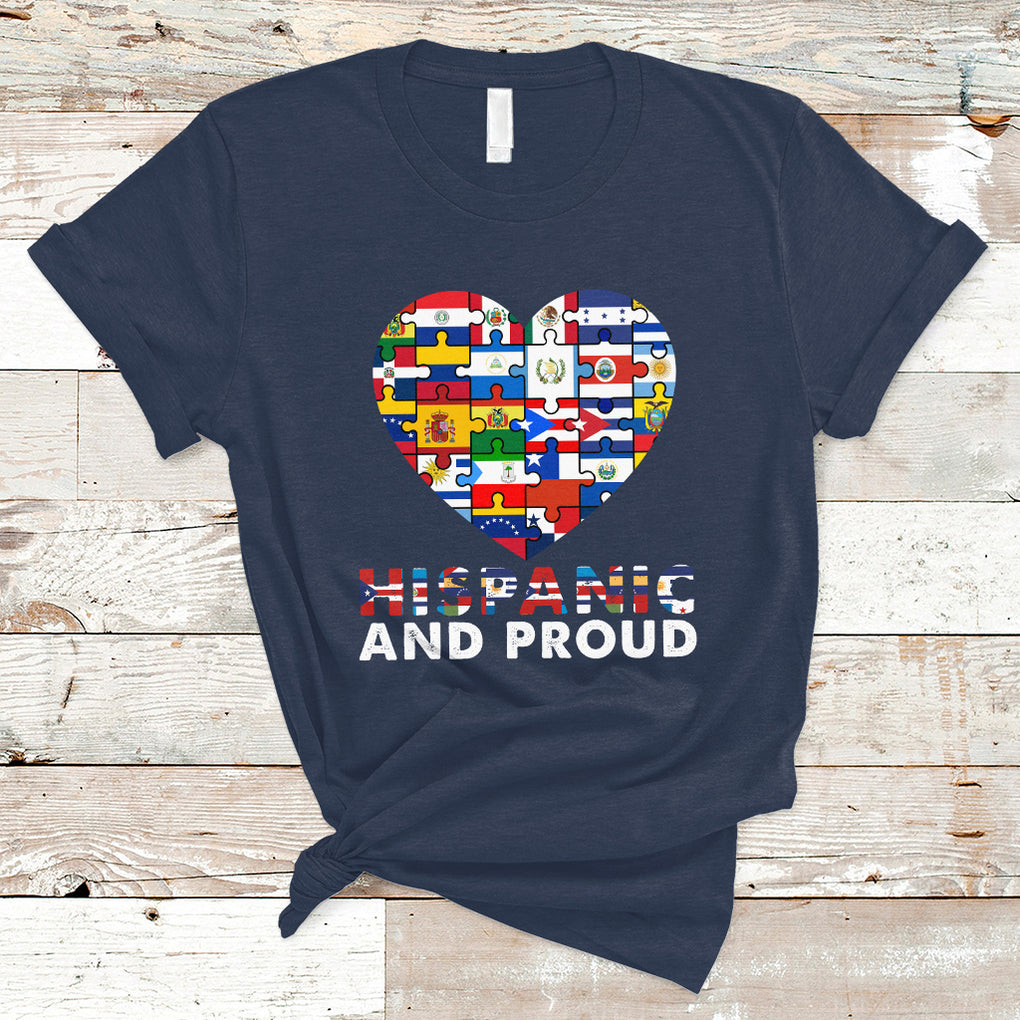 Hispanic And Proud Heart Pride Hispanic Heritage Month T Shirt TS02 Navy Printyourwear
